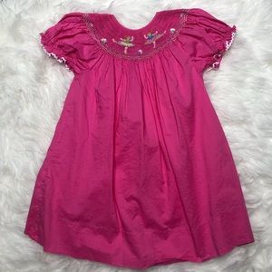 Rosalina Collection pink embroidered smock dress size 2T